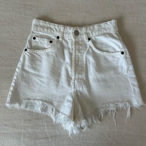 Zara Frayed White Hi Rise Denim Shorts Size 2 5520/12​
